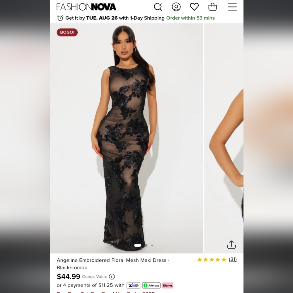 Fashion Nova Black Floral Lace Maxi Dress